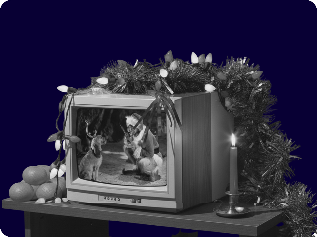 Kalėdinė nuotaika, televizorius.